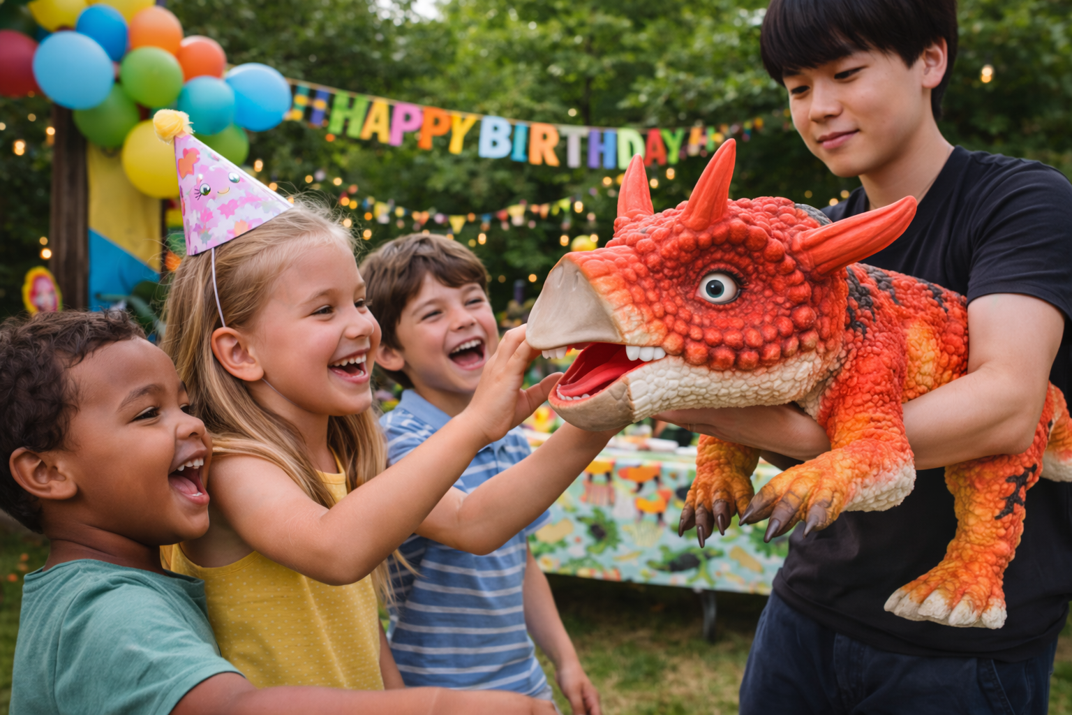Red dinosaur puppet