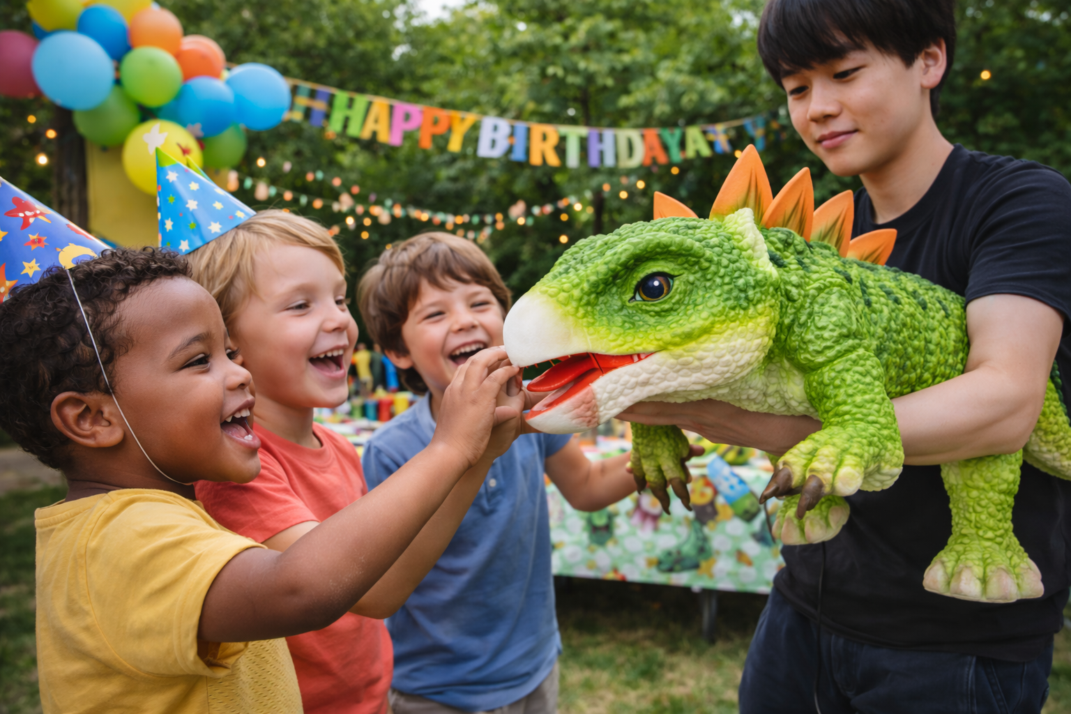 Green dinosaur puppet