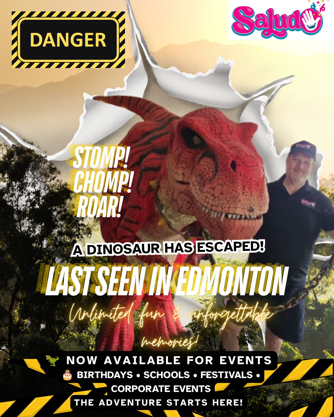 Saludo Virtual Party Planner and Dinosaur Experience in Edmonton